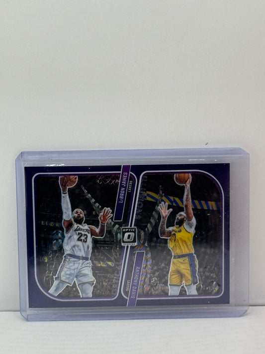 2023-24 Donruss Optic #1 Lebron James Anthony Davis Purple Prizm Los Angeles Lakers