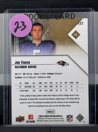 2008 Upper Deck SP Rookie Edition #127 Joe Flacco Baltimore Ravens