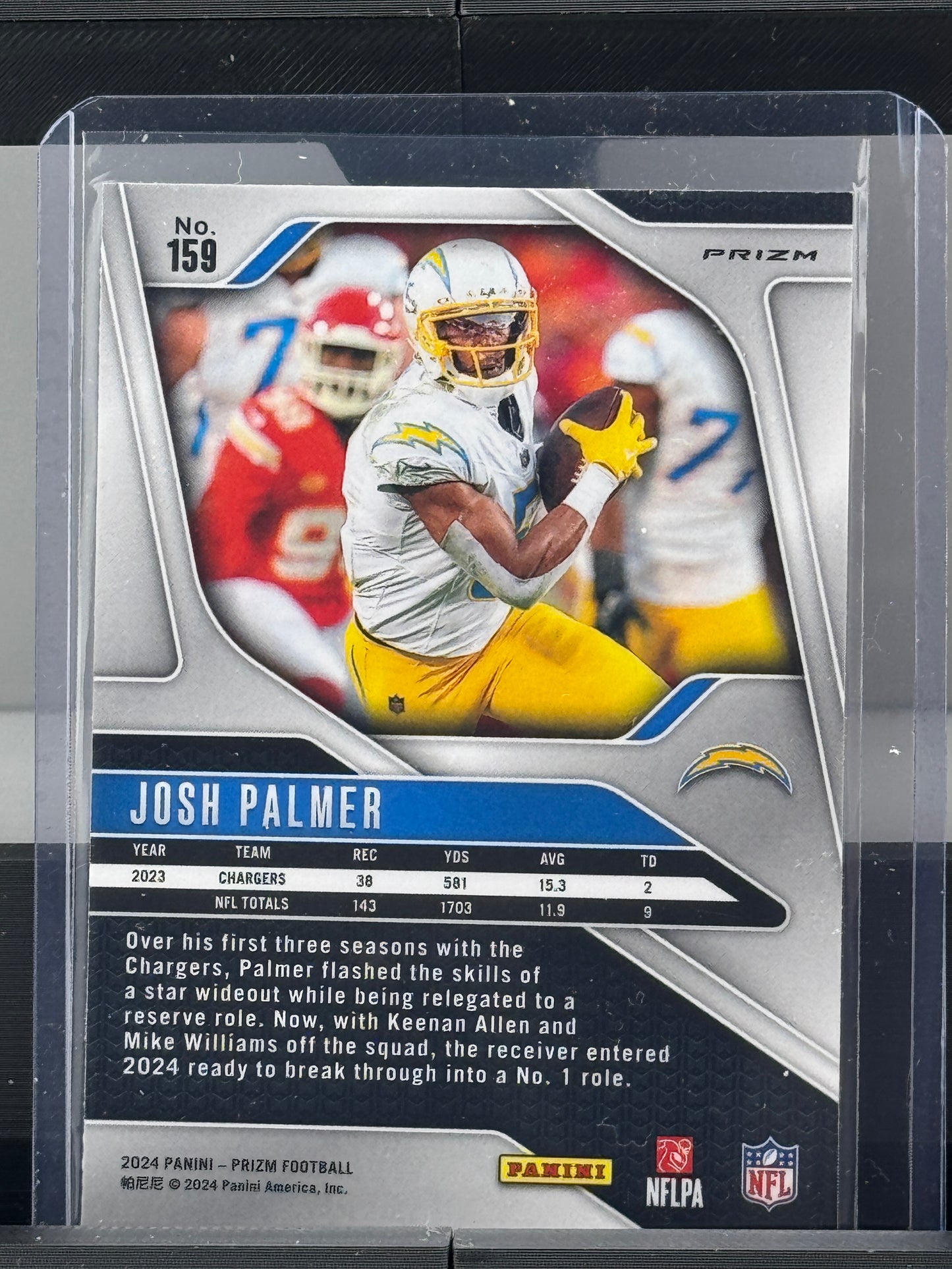 2024 Prizm #159 Josh Palmer Neon Green Pulsar Los Angeles Chargers
