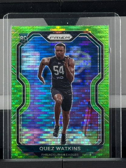 2020 Prizm #344 Quez Watkins Neon Green Pulsar RC Philadelphia Eagles