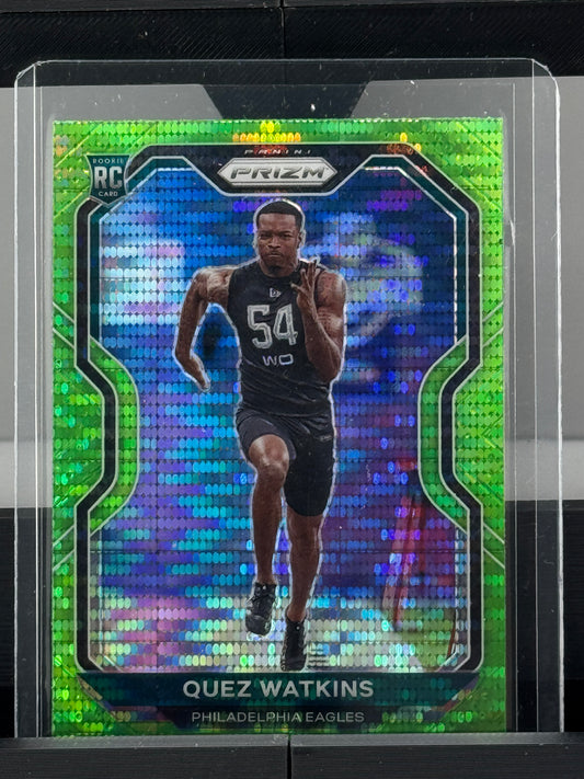 2020 Prizm #344 Quez Watkins Neon Green Pulsar RC Philadelphia Eagles