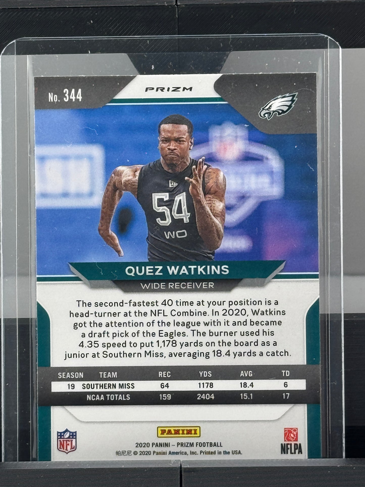 2020 Prizm #344 Quez Watkins Neon Green Pulsar RC Philadelphia Eagles