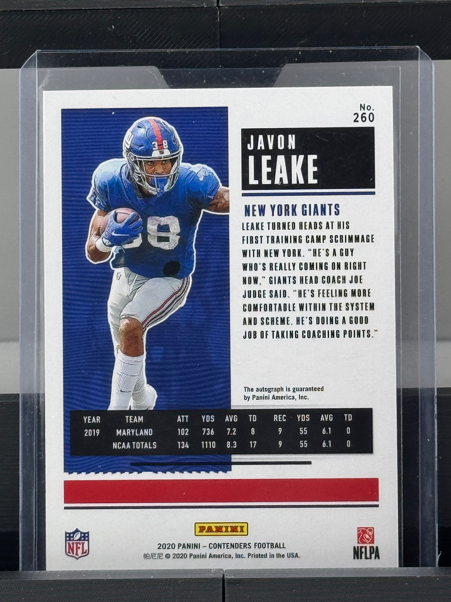 2020 Contenders #260 Javon Leake Auto RC New York Giants