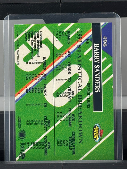 1993 Topps Stadium Club Members Choice #496 Barry Sanders Detroit Lions