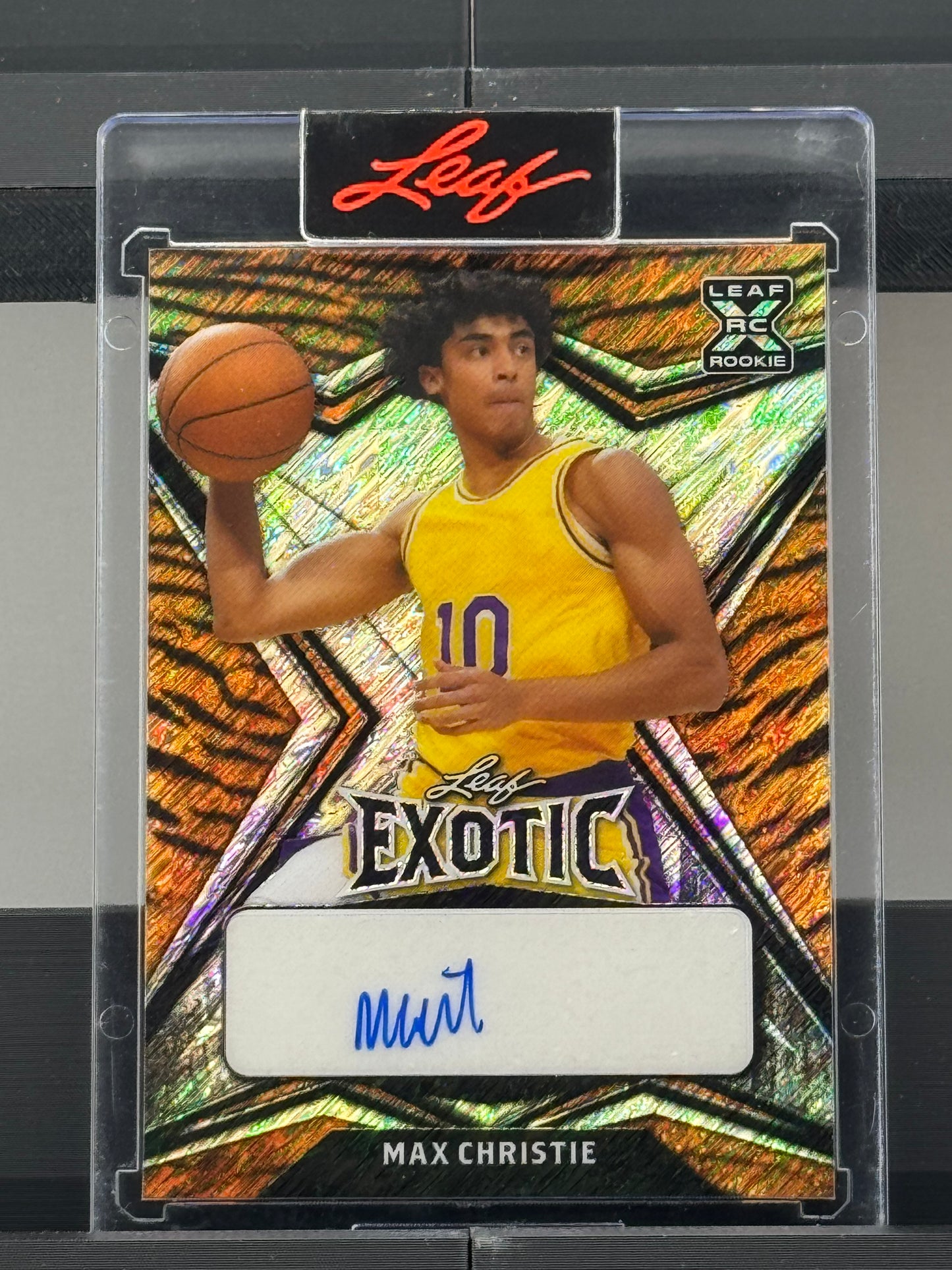 2022 Leaf Exotic #BA-MC3 Max Christie Tiger Stripe XRC Rookie Auto 6/10 Dallas Mavericks