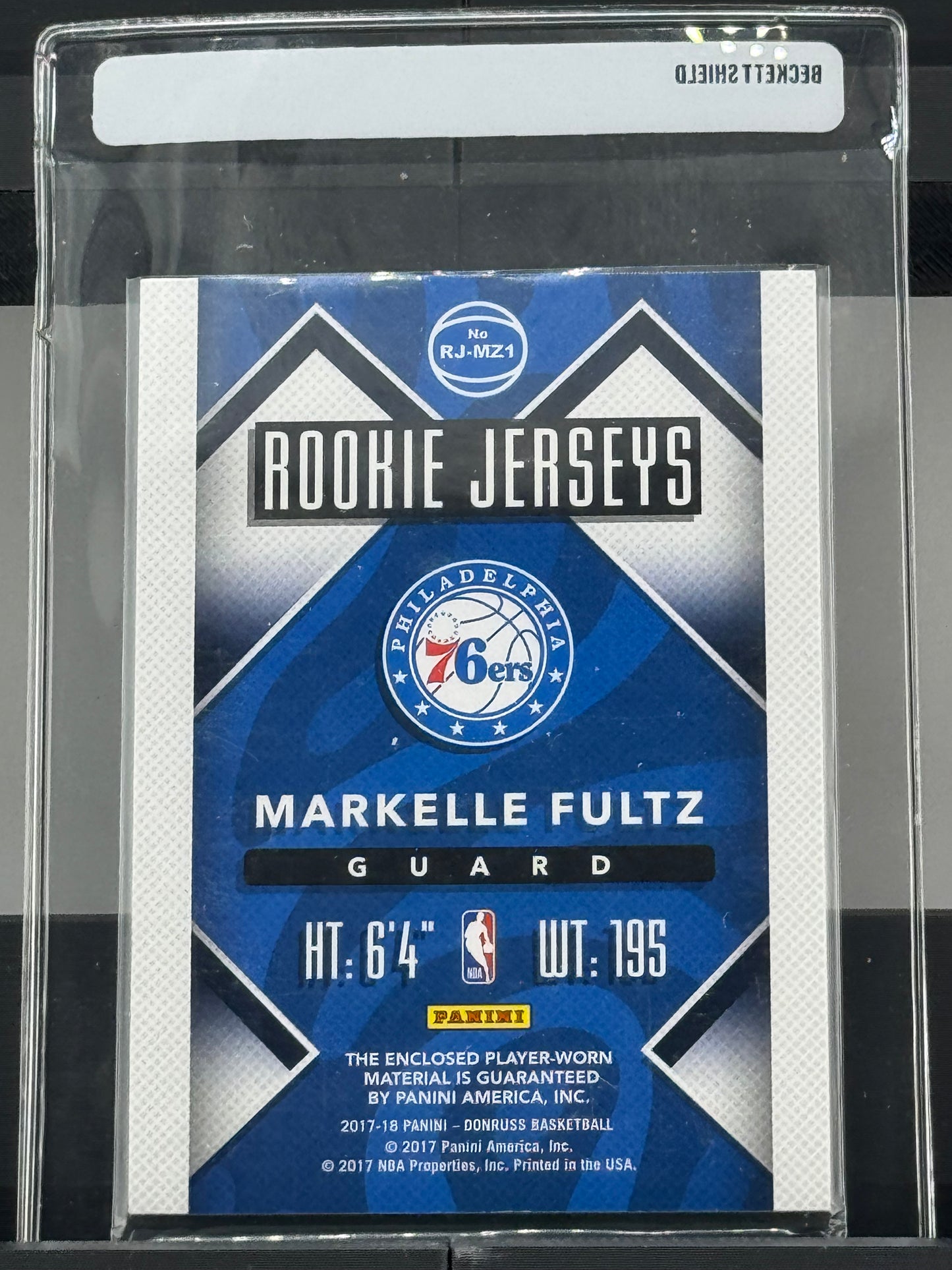 2017-18 Donruss #RJ-MZ1 Markelle Fultz Rookie Jerseys (Game Worn) Philadelphia 76ers