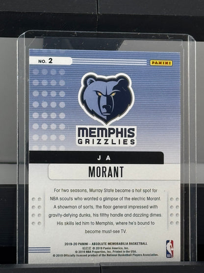2019-20 Panini Absolute Memorabilia #2 Ja Morant RC Memphis Grizzlies