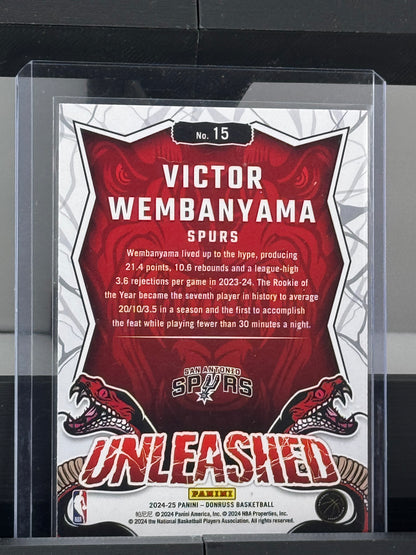 2024-25 Donruss #15 Victor Wembanyama Unleashed San Antonio Spurs