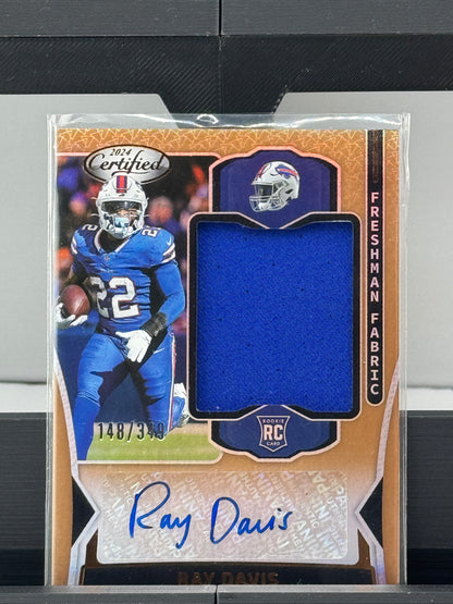 2024 Panini Certified #FMS-RDS Ray Davis Freshman Fabric RPA RC 148/349 Buffalo Bills