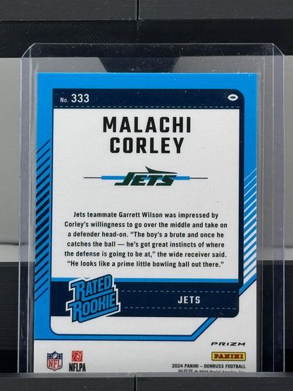 2024 Donruss #333 Malachi Corley Optic Preview Pink RC New York Jets