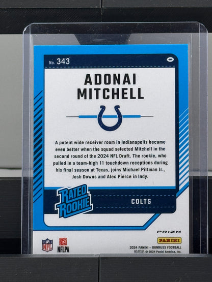 2024 Donruss #343 Adonai Mitchell Optic Preview Pink RC Indianapolis Colts