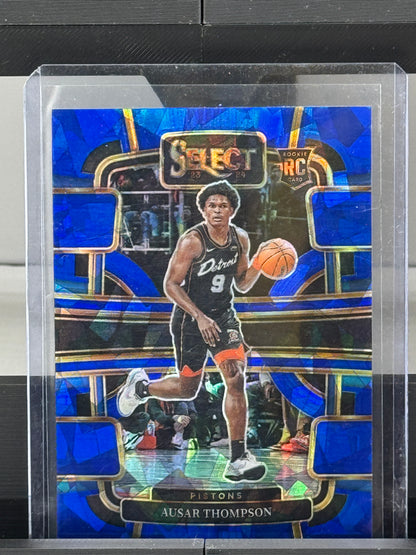2023-24 Select #95 Ausar Thompson Concourse Blue Cracked Ice RC Detroit Pistons