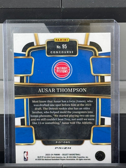 2023-24 Select #95 Ausar Thompson Concourse Blue Cracked Ice RC Detroit Pistons