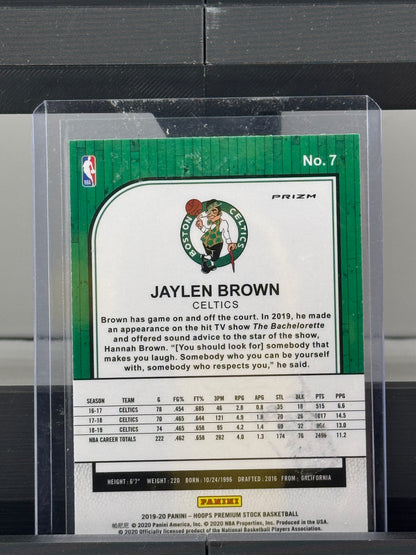 2019-20 Panini Hoops Premium Stock #7 Jaylen Brown Mojo Boston Celtics