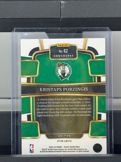 2023-24 Select #62 Kristaps Porzingis Concourse Blue Prizm SP Boston Celtics