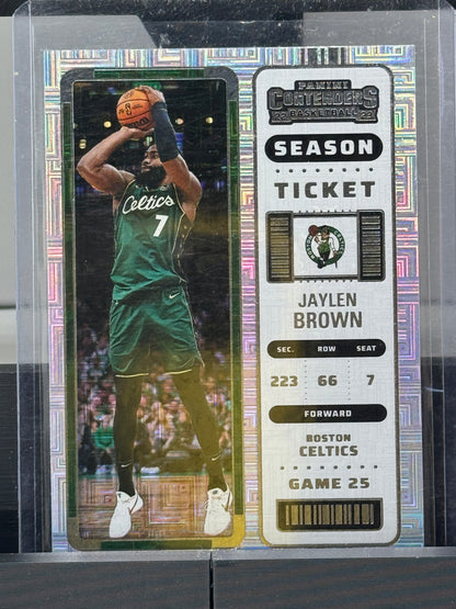 2022-23 Panini Contenders #21 Jaylen Brown Season Ticket Mojo Boston Celtics