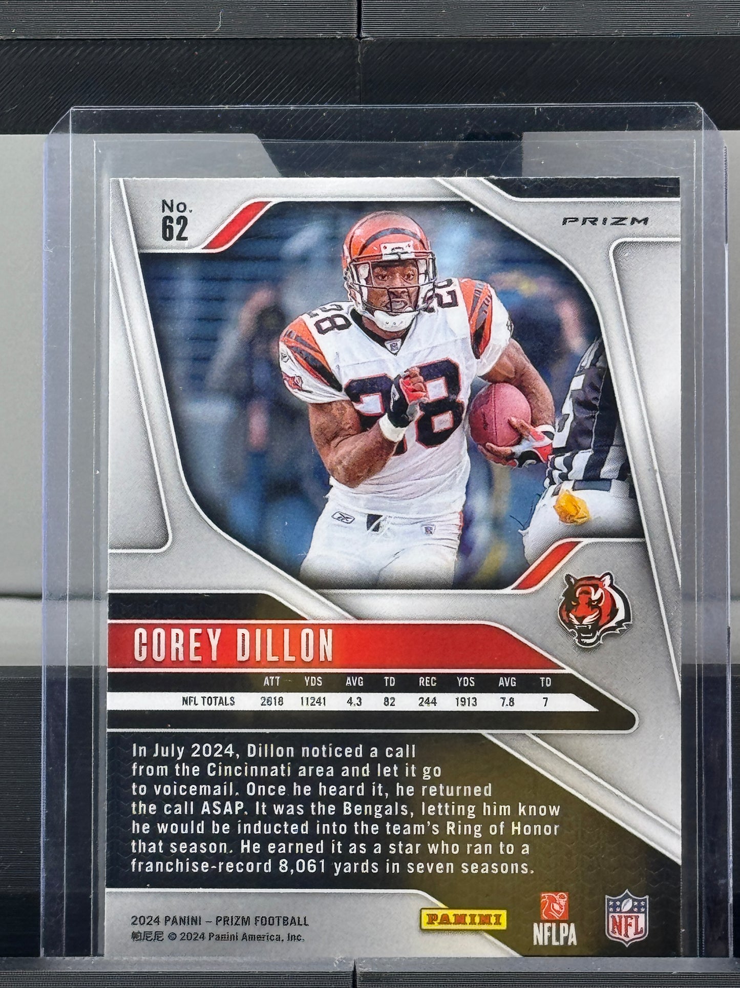 2024 Prizm #62 Corey Dillon White Checkerboard Prizm Cincinnati Bengals