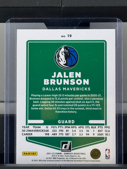 2021-22 Donruss #19 Jalen Brunson Orange Dallas Mavericks New York Knicks