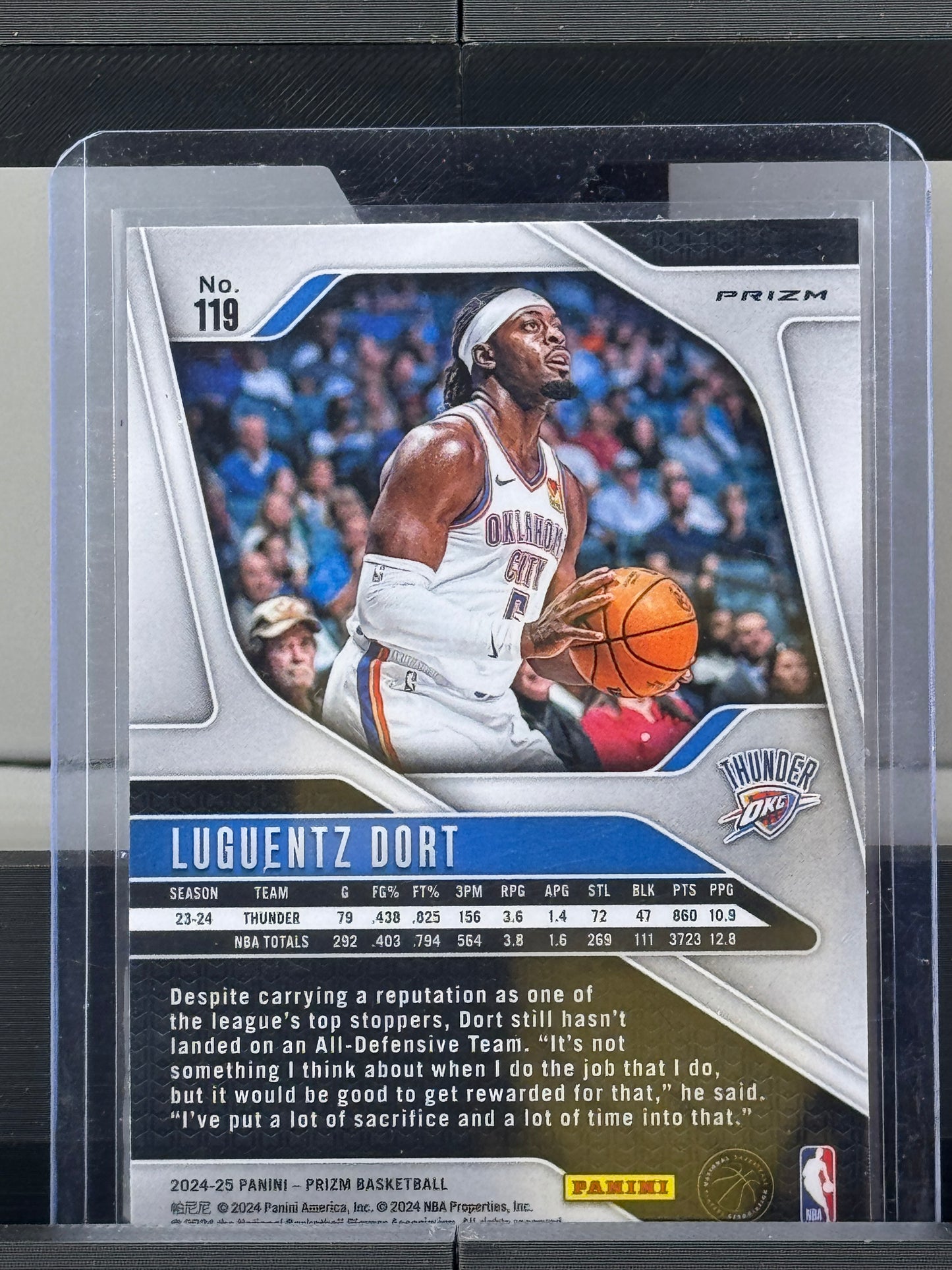2024-25 Prizm #119 Luguentz Dort Pink Cracked Ice Prizm Oklahoma City Thunder