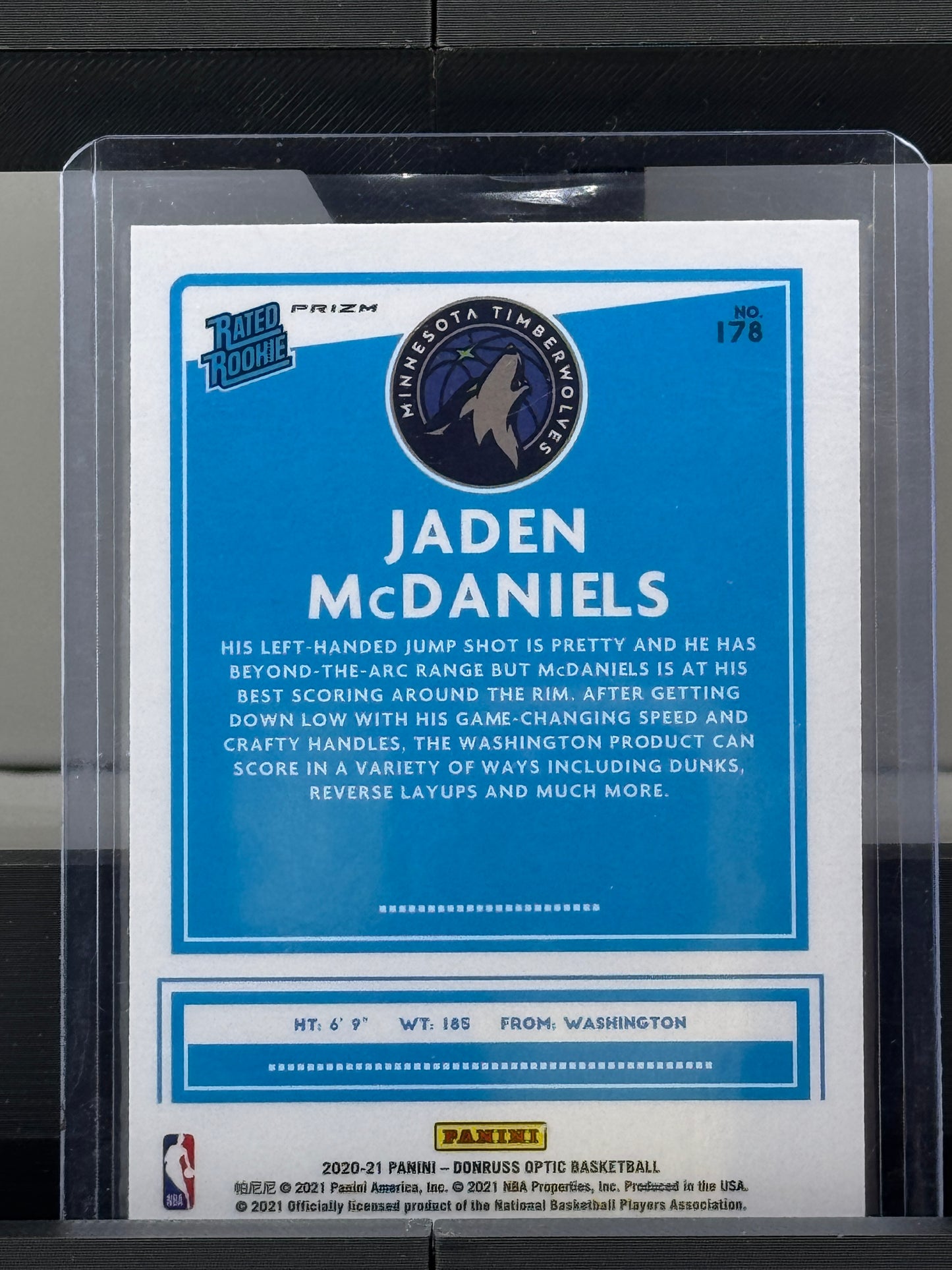 2020-21 Donruss Optic #178 Jaden McDaniels Hyper Pink RC Minnesota Timberwolves
