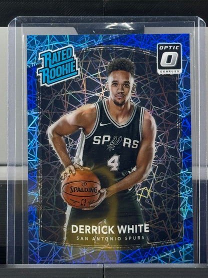 2017-18 Donruss Optic #172 Derrick White Blue Velocity Prizm RC San Antonio Spurs