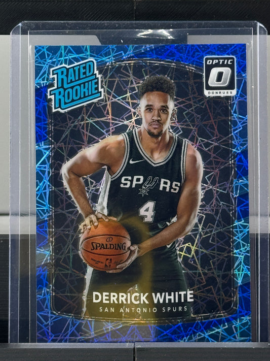 2017-18 Donruss Optic #172 Derrick White Blue Velocity Prizm RC San Antonio Spurs