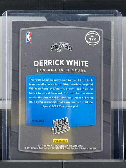 2017-18 Donruss Optic #172 Derrick White Blue Velocity Prizm RC San Antonio Spurs