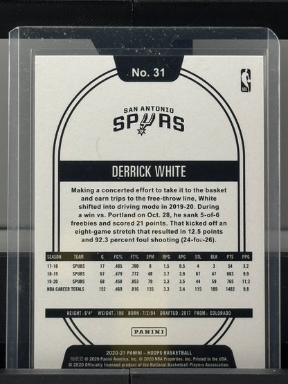 2020-21 Panini Hoops #31 Derrick White 100/199 San Antonio Spurs