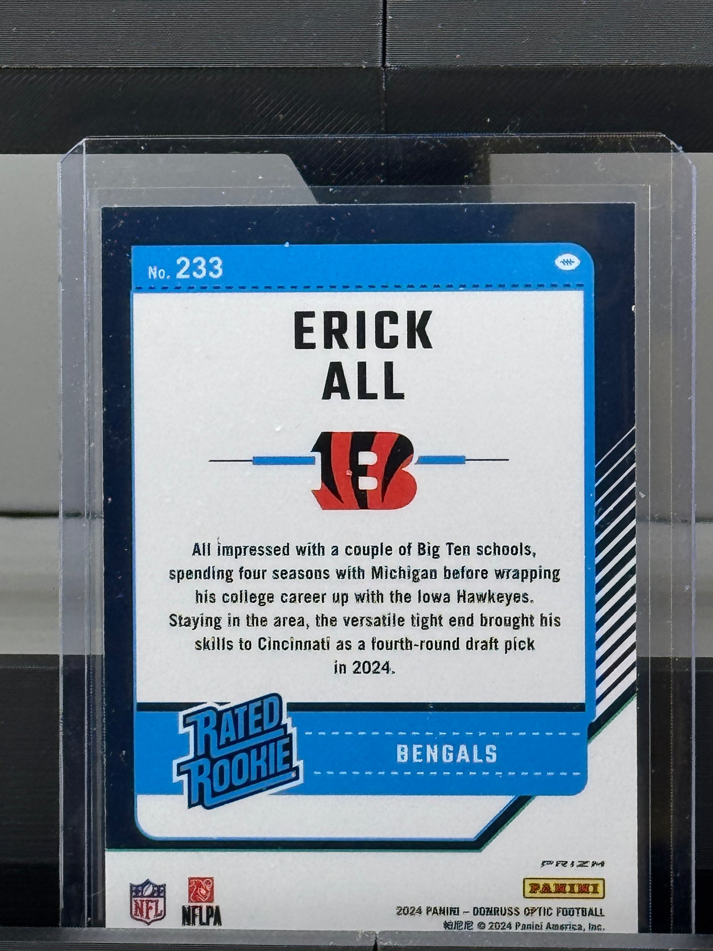 2024 Donruss Optic #233 Erick All Purple Shock RC Cincinnati Bengals