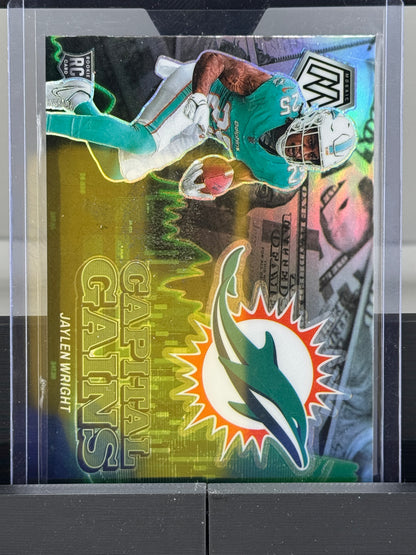 2024 Mosaic #7 Jaylen Wright Capital Gains Green Mosaic Prizm RC Miami Dolphins