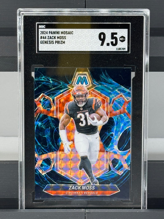 2024 Mosaic #44 Zack Moss Genesis Prizm SGC 9.5 Cincinnati Bengals