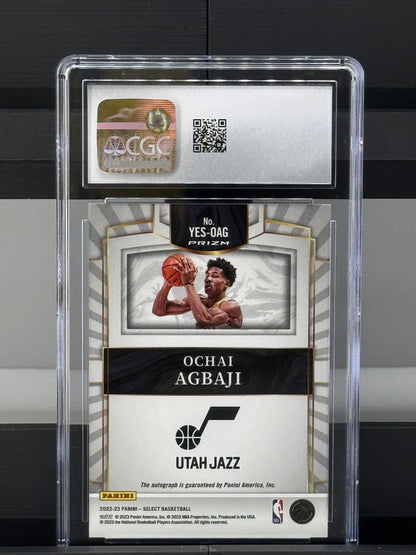 2022-23 Select #YES-OAG Ochai Agbaji Youth Explosion Signatures Silver Prizm RC Utah Jazz CGC 10 GM MINT