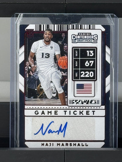 2020 Panini Contenders Draft Picks #120 Naji Marshall Game Ticket Auto Dallas Mavericks