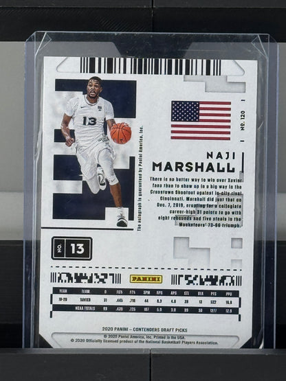 2020 Panini Contenders Draft Picks #120 Naji Marshall Game Ticket Auto Dallas Mavericks