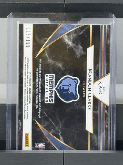 2019-20 Select #RJA-BCL Brandon Clarke Rookie Patch Auto RPA 119/199 Memphis Grizzlies