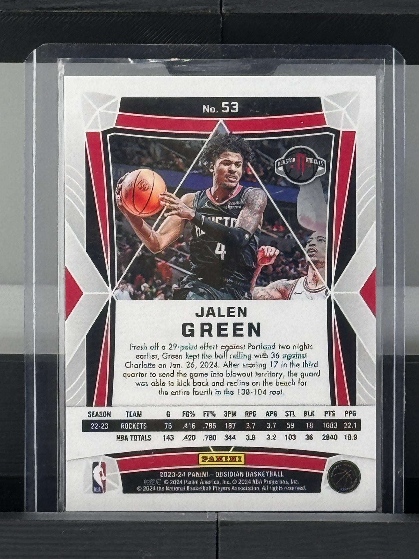2023-24 Panini Obsidian #53 Jalen Green Pulsar Houston Rockets