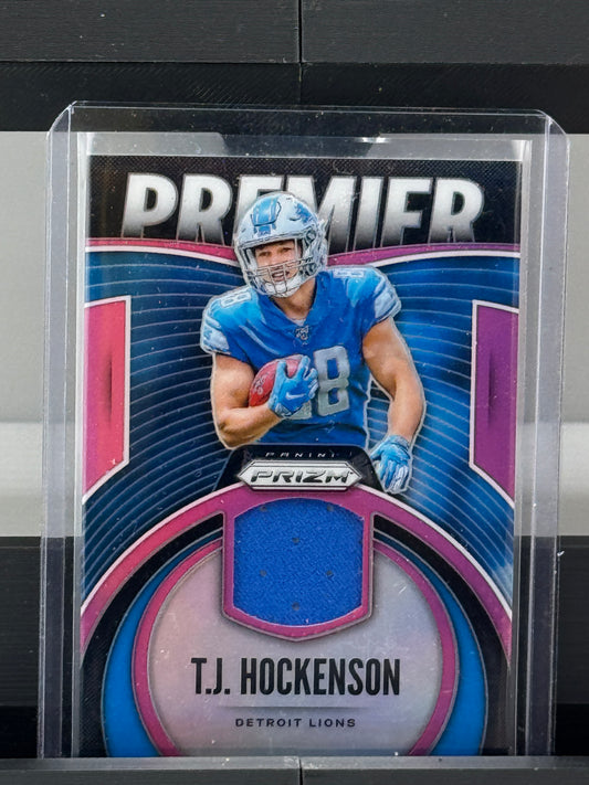 2019 Panini Prizm #PJ-TJH TJ Hockenson Premier Patch Pink Prizm Detroit Lions