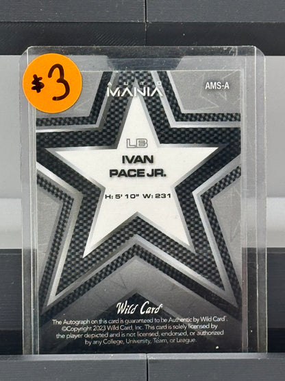 2023 Wild Card Auto Mania #AMS-A Ivan Pace Jr. RC 12/25 Minnesota Vikings