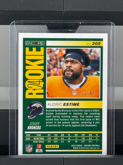 2024 Panini Encore Pinnacle #205 Audric Estime Red RC 22/49 Denver Broncos