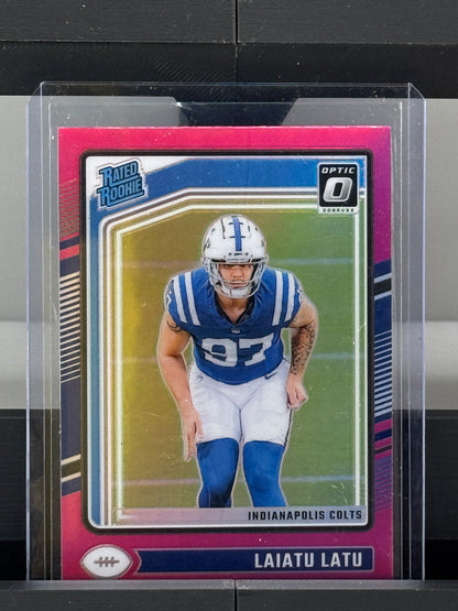 2024 Donruss Optic #267 Laiatu Latu Pink Prizm RC Indianapolis Colts