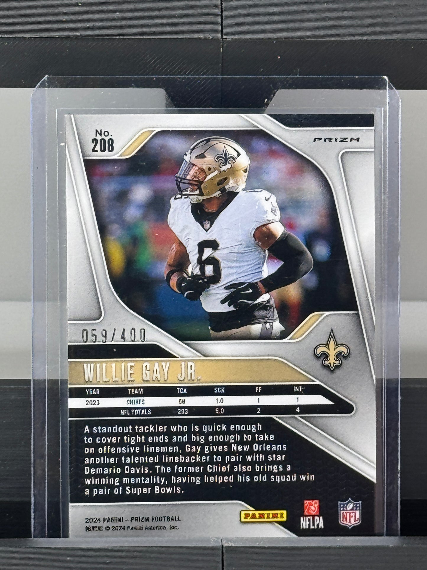 2024 Panini Prizm #208 Willie Gay Jr. Silver Pandora RC 59/400 New Orleans Saints