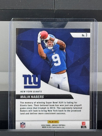 2024 Panini Mosaic #3 Malik Nabers Elevate RC New York Giants