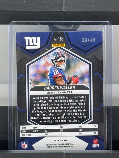 2024 Mosaic #166 Darren Waller Purple Mosaic Prizm 30/49 New York Giants
