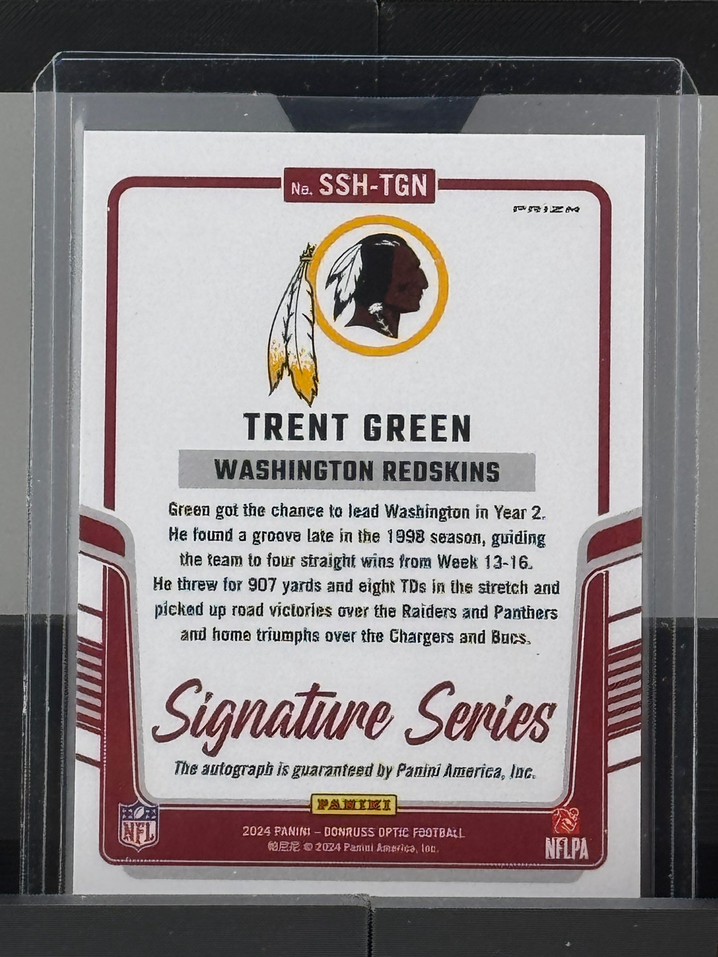 2024 Donruss Optic #SSH-TGN Trent Green Signature Series Silver Prizm Auto Washington Redskins Commanders